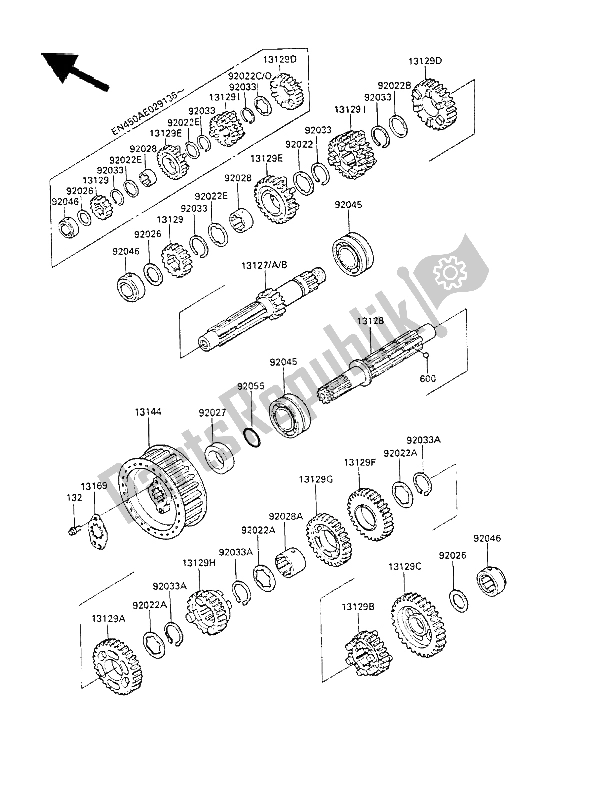 Toutes les pièces pour le Transmission du Kawasaki LTD 450 1985