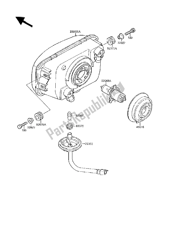 All parts for the Headlight(s) of the Kawasaki GPX 250R 1988