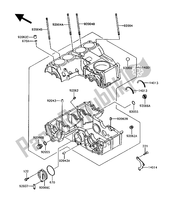 All parts for the Crankcase of the Kawasaki GT 750 1992