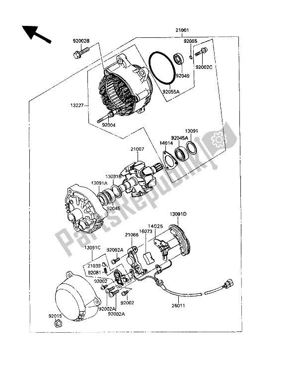 Todas las partes para Generador de Kawasaki GPZ 900R 1993