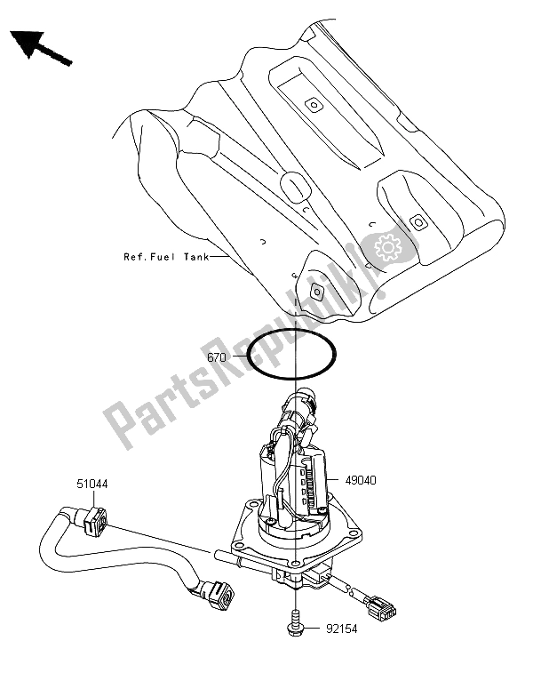 All parts for the Fuel Pump of the Kawasaki KX 450 2013