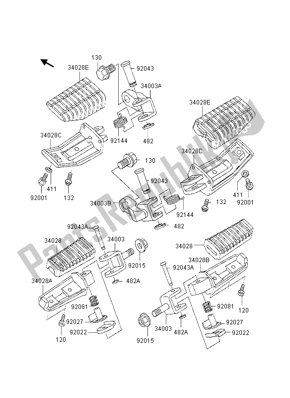 All parts for the Footrests of the Kawasaki Eliminator 600 1995