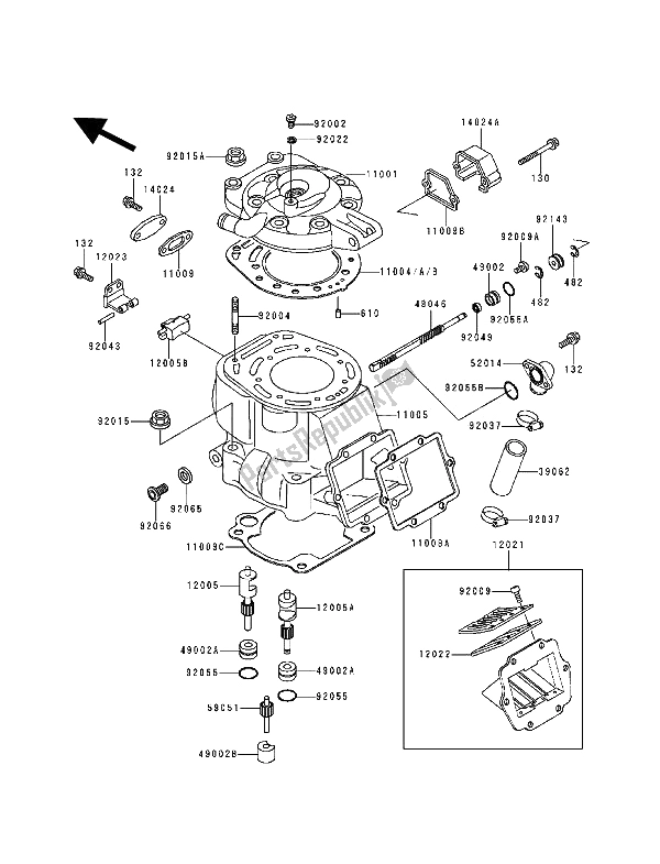 Tutte le parti per il Testata E Cilindro del Kawasaki KX 500 1993