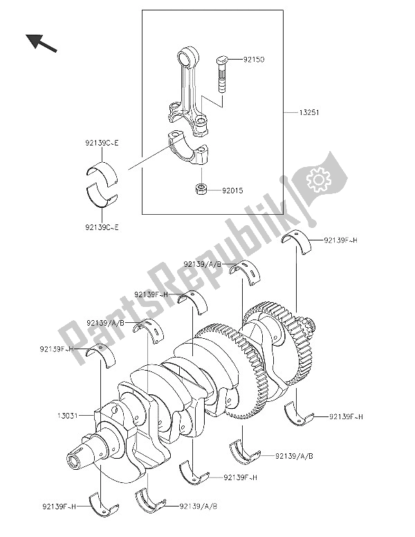 All parts for the Crankshaft of the Kawasaki Z 1000 SX ABS 2016