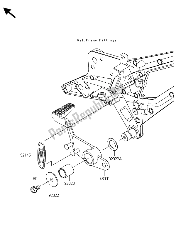 Alle onderdelen voor de Rempedaal van de Kawasaki Z 800 ABS BDS 2013