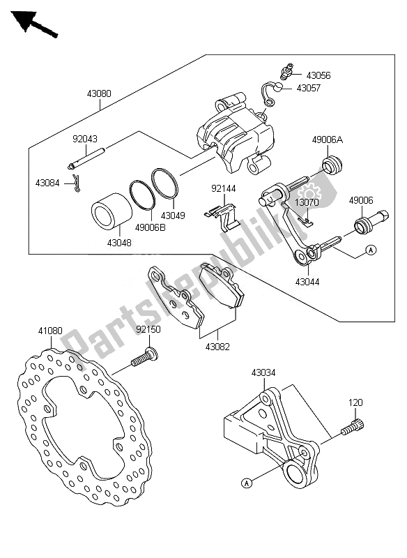 All parts for the Rear Brake of the Kawasaki Ninja ZX 6R 600 2007