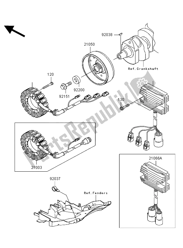 All parts for the Generator of the Kawasaki Ninja ZX 12R 1200 2003