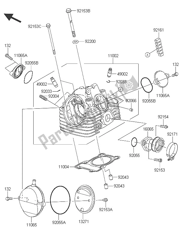 Tutte le parti per il Testata del Kawasaki KLX 125 2016