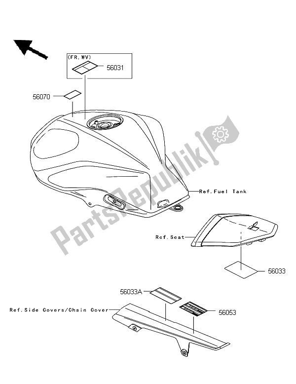 All parts for the Labels of the Kawasaki Z 750 2011