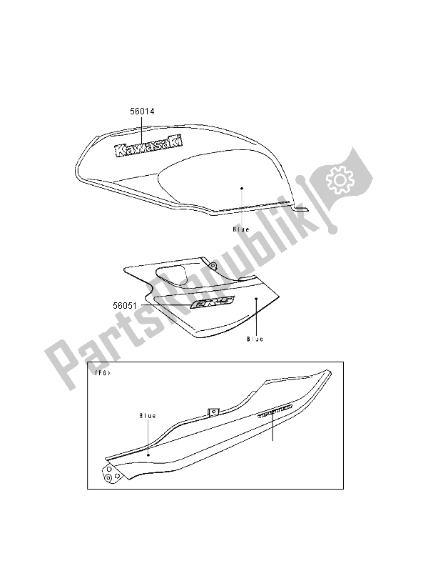 Wszystkie części do Kalkomanie (niebieskie) Kawasaki ER 5 500 1997