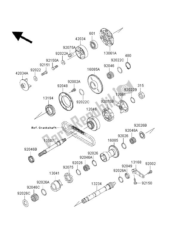 All parts for the Balancer of the Kawasaki 1000 GTR 1998