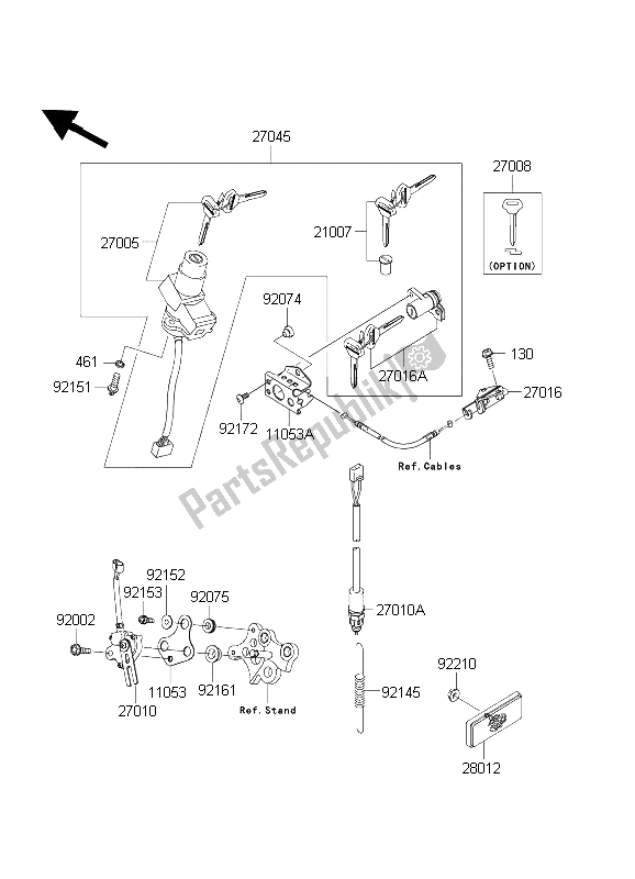 All parts for the Ignition Switch of the Kawasaki Ninja ZX 6R 600 2003