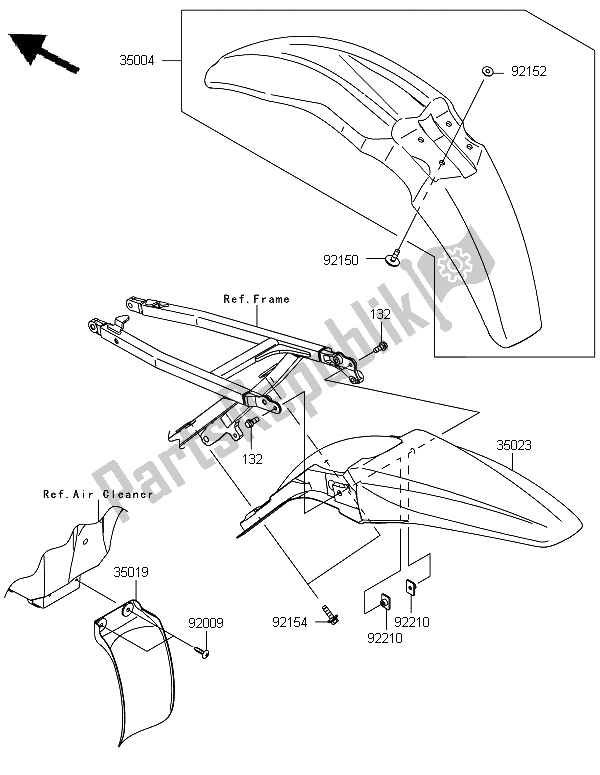 All parts for the Fenders of the Kawasaki KX 250F 2012