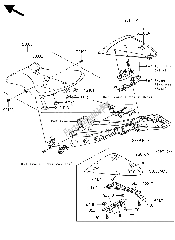 All parts for the Seat of the Kawasaki Ninja ZX 6R 600 2007