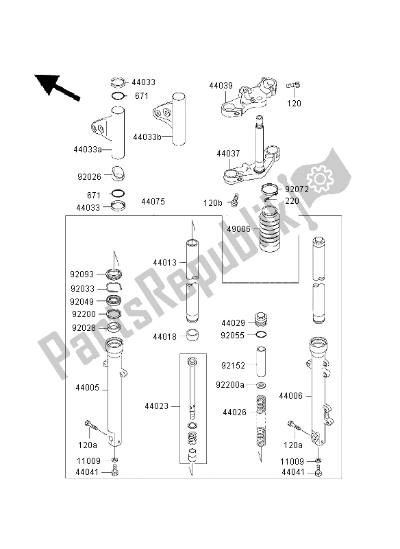 Todas las partes para Tenedor Frontal de Kawasaki W 650 2003