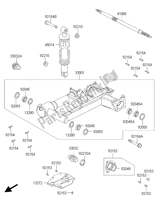 Toutes les pièces pour le Bras Oscillant du Kawasaki Brute Force 300 2015