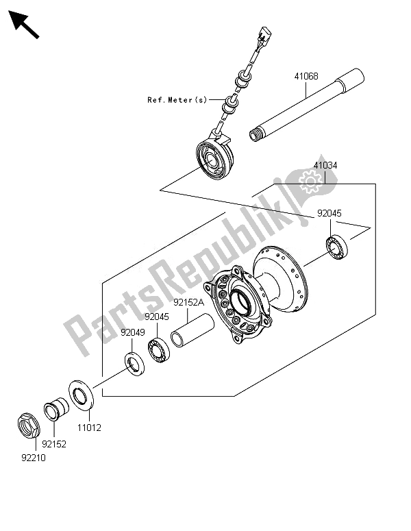 All parts for the Front Hub of the Kawasaki KLX 450R 2014