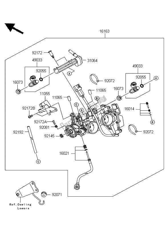 Tutte le parti per il Valvola A Farfalla del Kawasaki Ninja 250R 2010