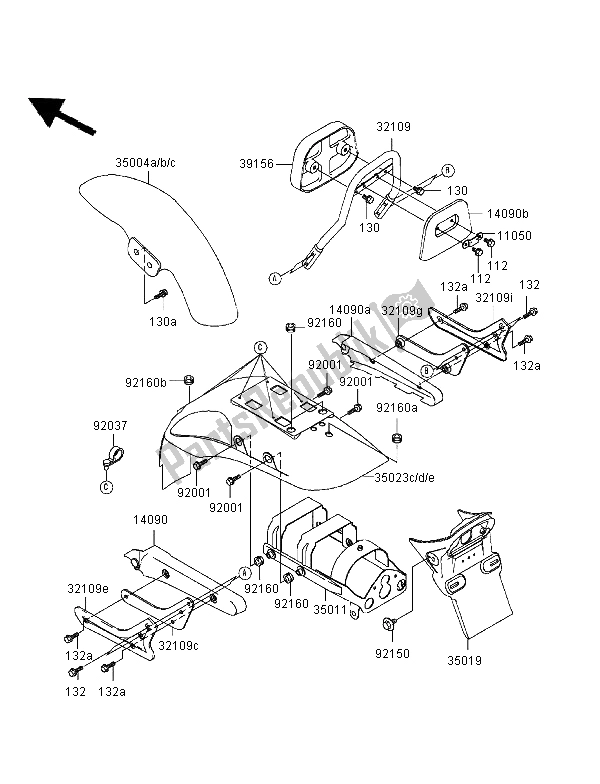 All parts for the Fenders of the Kawasaki Eliminator 125 1999