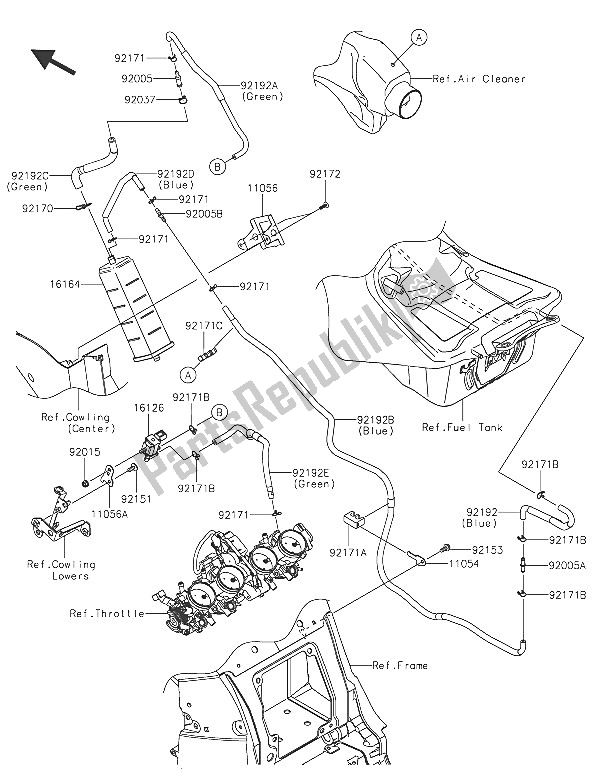 Tutte le parti per il Sistema Di Evaporazione Del Carburante del Kawasaki ZZR 1400 ABS 2016