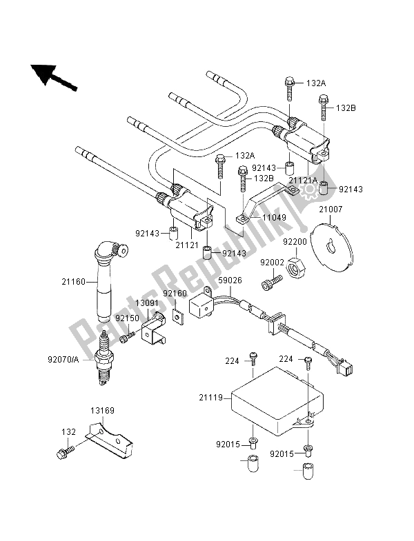 All parts for the Ignition System of the Kawasaki GPZ 1100 ABS 1996