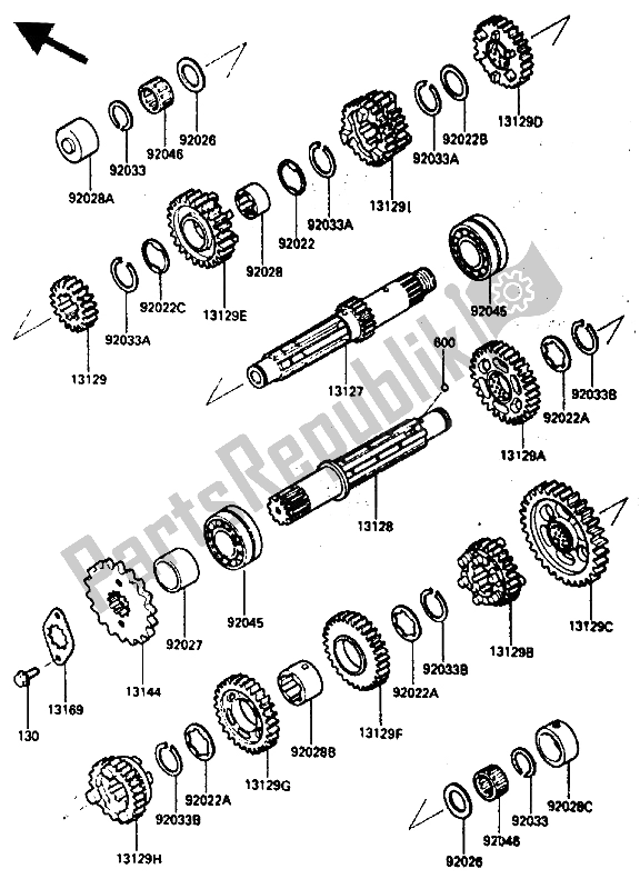 All parts for the Transmission of the Kawasaki GPZ 600R 1986