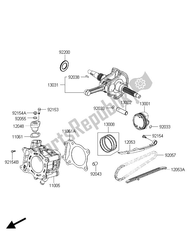 All parts for the Cylinder & Piston(s) of the Kawasaki J 300 ABS 2015