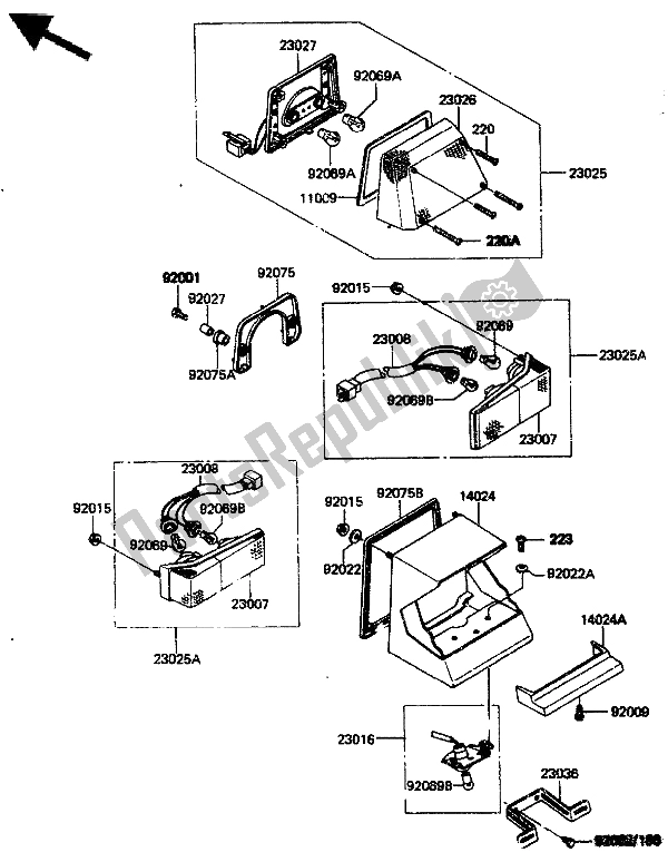 Tutte le parti per il Fanale Posteriore E Indicatore Di Direzione Posteriore del Kawasaki ZN 1300 1986