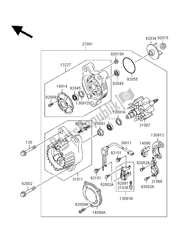 All parts for the Generator of the Kawasaki Ninja ZX 9R 900 1996