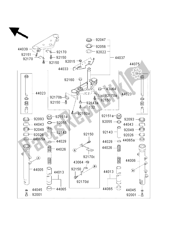 Todas las partes para Tenedor Frontal de Kawasaki Eliminator 125 2000