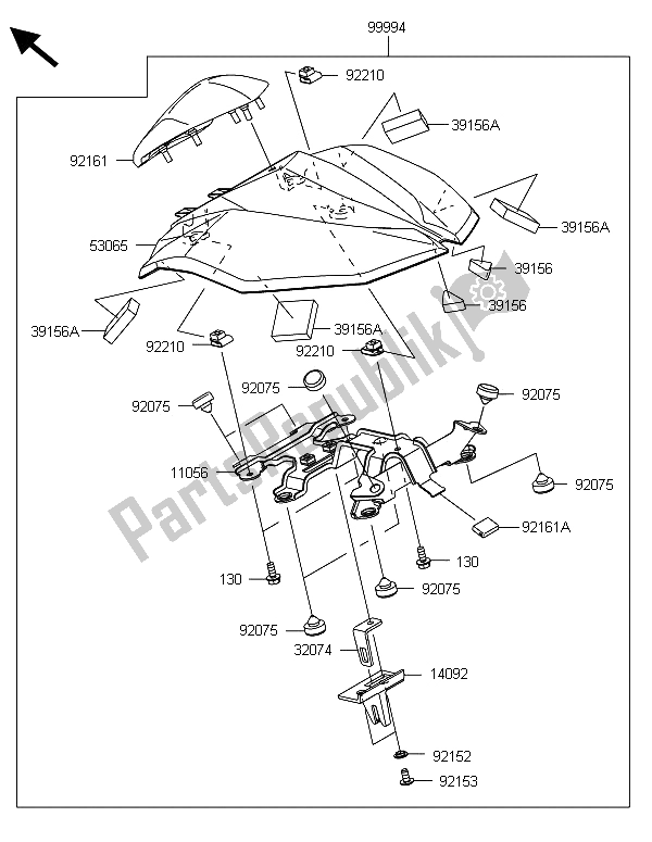 Tutte le parti per il Accessorio (coprisella Singolo) del Kawasaki Z 800 ABS DDS 2013