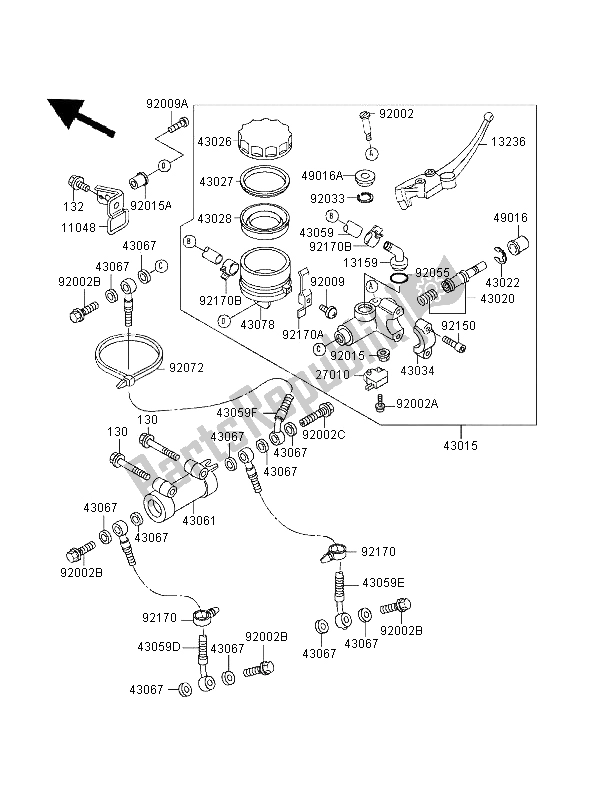 Toutes les pièces pour le Maître-cylindre Avant du Kawasaki ZXR 750 1995