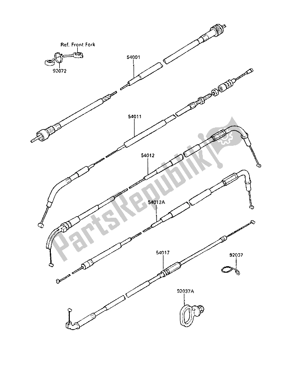 All parts for the Cables of the Kawasaki GPZ 600R 1988