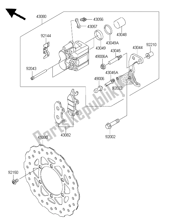 Tutte le parti per il Freno Anteriore del Kawasaki KLX 125 2015