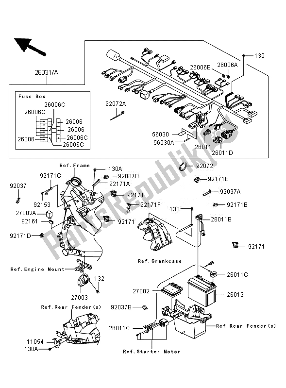 Toutes les pièces pour le Châssis équipement électrique du Kawasaki ER 6N ABS 650 2007