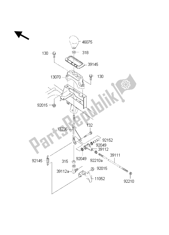 Alle onderdelen voor de Controle van de Kawasaki KVF 650 2002