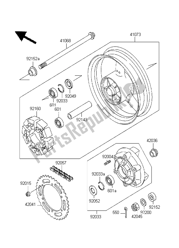 Todas las partes para Buje Trasero de Kawasaki ZR 7 750 1999