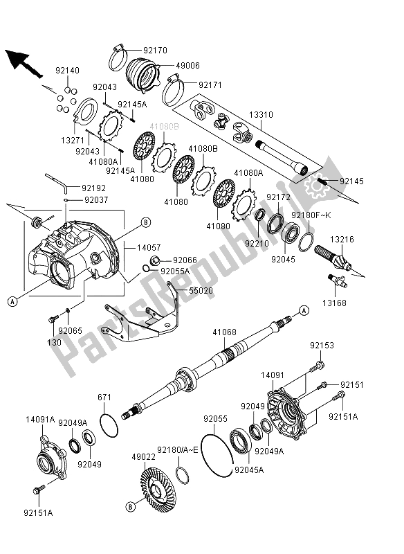 All parts for the Drive Shaft Rear of the Kawasaki KVF 360 4X4 2012