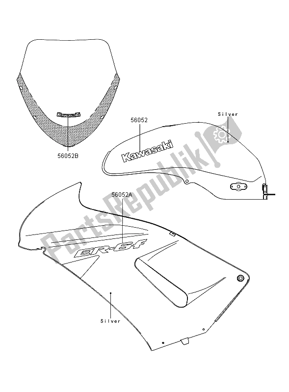 Toutes les pièces pour le Décalcomanies (argent) du Kawasaki ER 6F 650 2006