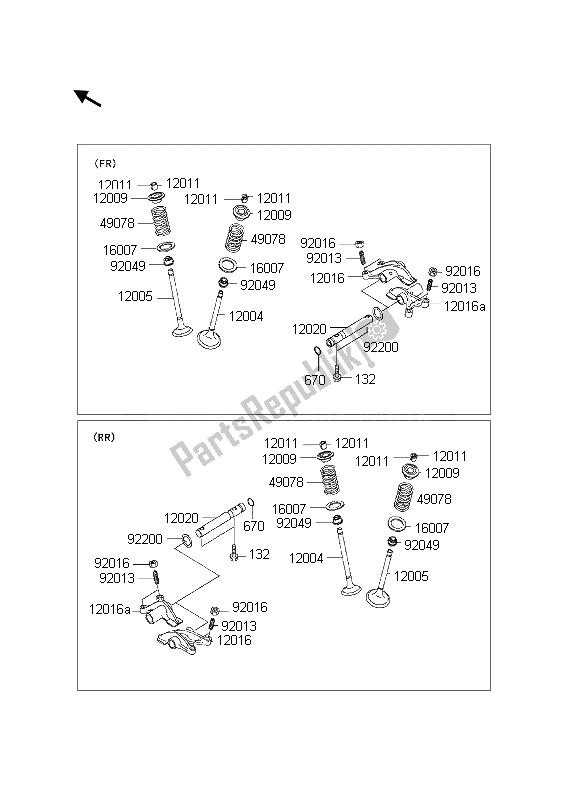 All parts for the Valve of the Kawasaki KVF 650 4X4 2003