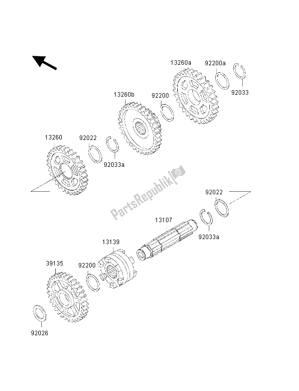 All parts for the Gear Change Drum & Shift Fork of the Kawasaki KVF 300 2002