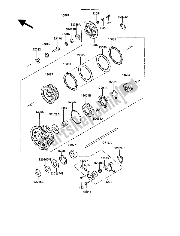 Todas las partes para Embrague de Kawasaki GPZ 1000 RX 1986