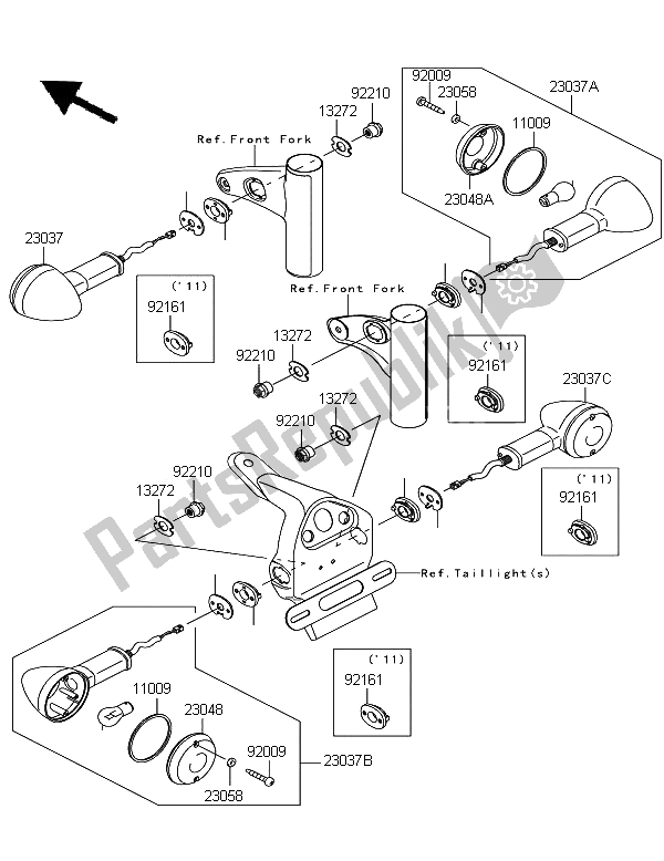 All parts for the Turn Signals of the Kawasaki W 800 2011