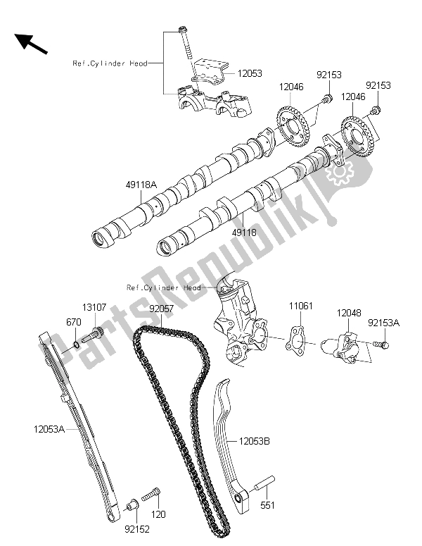 All parts for the Camshaft(s) & Tensioner of the Kawasaki ZZR 1400 ABS 2015