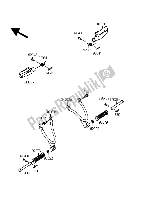 Todas as partes de Apoios Para Os Pés do Kawasaki KMX 125 LW 1995