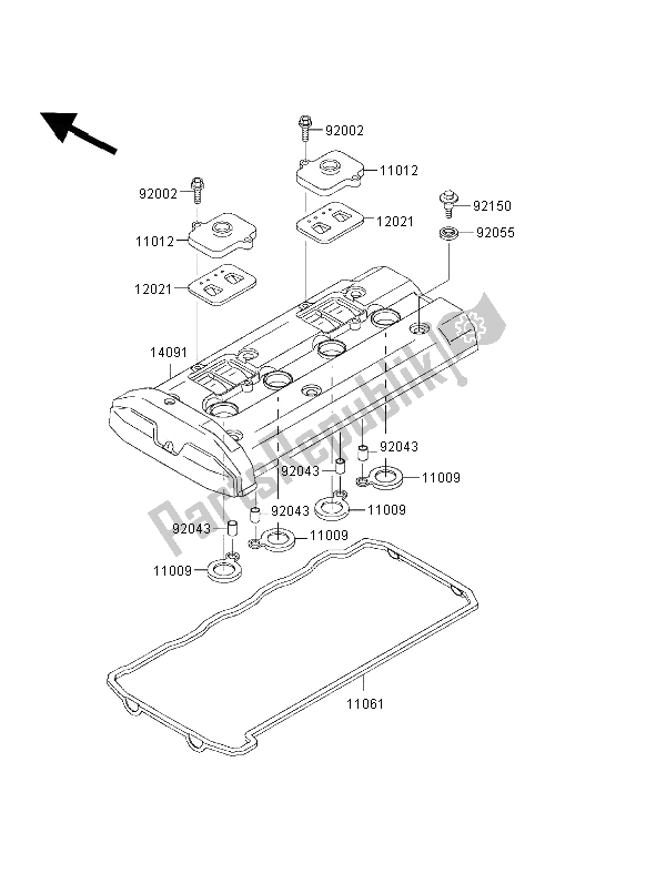 All parts for the Cylinder Head Cover of the Kawasaki ZRX 1200R 2002