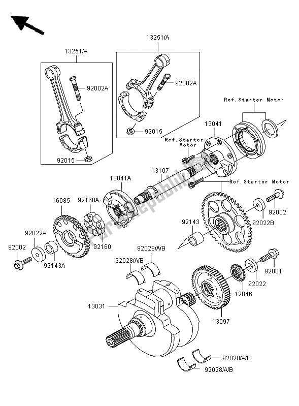 All parts for the Crankshaft of the Kawasaki VN 1600 Mean Streak 2006