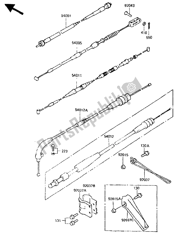 Tutte le parti per il Cavo del Kawasaki KDX 250 1985