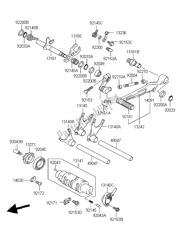 Todas las partes para Mecanismo De Cambio De Marcha de Kawasaki KLV 1000 2004