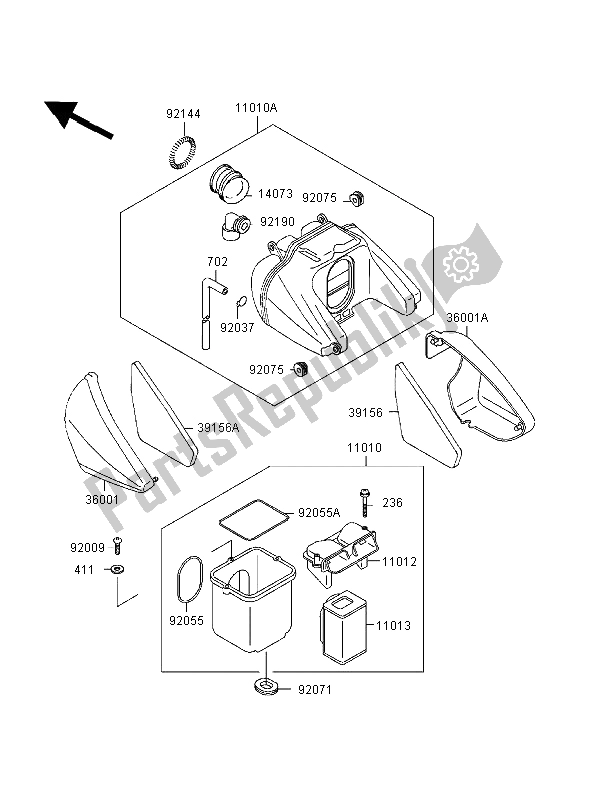 All parts for the Air Cleaner of the Kawasaki Zephyr 550 1998